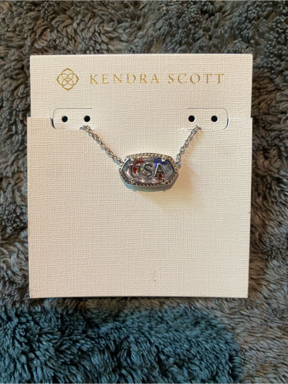 Kendra Scott Elisa USA Silver Short Necklace Stars Iridescent Illusion $98
